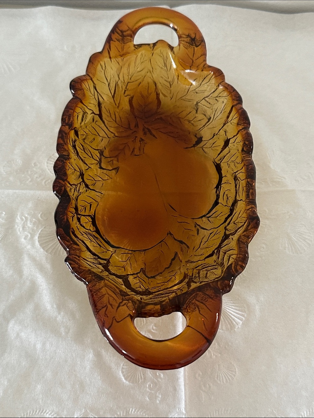 Amber Glass Decorative Serving Bowl - Home Art